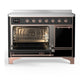 ILVE Majestic III 48-Inch Induction Range with 6 Induction Elements, 5.02 cu. ft. Oven, Glossy Black with Copper Trim, Solid Door, UMIB48QNR3BKP