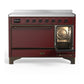ILVE Majestic III 48-Inch Induction Range with 6 Induction Elements, 5.02 cu. ft. Oven, Burgundy with Burnished Trim, Solid Door, UMIB48QNR3BUB