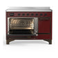 ILVE Majestic III 48-Inch Induction Range with 6 Induction Elements, 5.02 cu. ft. Oven, Burgundy with Burnished Trim, Solid Door, UMIB48QNR3BUB