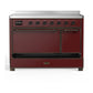 ILVE Majestic III 48-Inch Induction Range with 6 Induction Elements, 5.02 cu. ft. Oven, Burgundy with Burnished Trim, Solid Door, UMIB48QNR3BUB