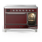 ILVE Majestic III 48-Inch Induction Range with 6 Induction Elements, 5.02 cu. ft. Oven, Burgundy with Chrome Trim, Solid Door, UMIB48QNR3BUC