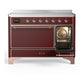 ILVE Majestic III 48-Inch Induction Range with 6 Induction Elements, 5.02 cu. ft. Oven, Burgundy with Copper Trim, Solid Door, UMIB48QNR3BUP