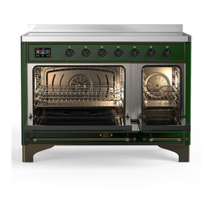 ILVE Majestic III 48-Inch Induction Range with 6 Induction Elements, 5.02 cu. ft. Oven, Emerald Green with Burnished Trim, Solid Door, UMIB48QNR3EGB