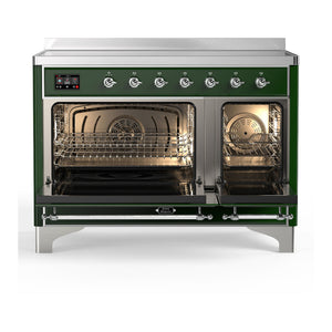 ILVE Majestic III 48-Inch Induction Range with 6 Induction Elements, 5.02 cu. ft. Oven, Emerald Green with Chrome Trim, Solid Door, UMIB48QNR3EGC