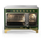 ILVE Majestic III 48-Inch Induction Range with 6 Induction Elements, 5.02 cu. ft. Oven, Emerald Green with Brass Trim, Solid Door, UMIB48QNR3EGG