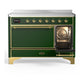 ILVE Majestic III 48-Inch Induction Range with 6 Induction Elements, 5.02 cu. ft. Oven, Emerald Green with Brass Trim, Solid Door, UMIB48QNR3EGG