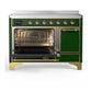 ILVE Majestic III 48-Inch Induction Range with 6 Induction Elements, 5.02 cu. ft. Oven, Emerald Green with Brass Trim, Solid Door, UMIB48QNR3EGG