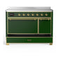 ILVE Majestic III 48-Inch Induction Range with 6 Induction Elements, 5.02 cu. ft. Oven, Emerald Green with Brass Trim, Solid Door, UMIB48QNR3EGG