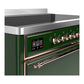ILVE Majestic III 48-Inch Induction Range with 6 Induction Elements, 5.02 cu. ft. Oven, Emerald Green with Copper Trim, Solid Door, UMIB48QNR3EGP