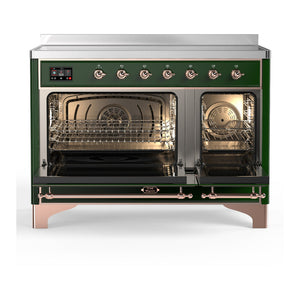 ILVE Majestic III 48-Inch Induction Range with 6 Induction Elements, 5.02 cu. ft. Oven, Emerald Green with Copper Trim, Solid Door, UMIB48QNR3EGP