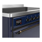 ILVE Majestic III 48-Inch Induction Range with 6 Induction Elements, 5.02 cu. ft. Oven, Mightnight Blue with Burnished Trim, Solid Door, UMIB48QNR3MBB