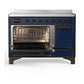 ILVE Majestic III 48-Inch Induction Range with 6 Induction Elements, 5.02 cu. ft. Oven, Mightnight Blue with Burnished Trim, Solid Door, UMIB48QNR3MBB