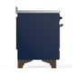 ILVE Majestic III 48-Inch Induction Range with 6 Induction Elements, 5.02 cu. ft. Oven, Mightnight Blue with Burnished Trim, Solid Door, UMIB48QNR3MBB