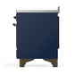 ILVE Majestic III 48-Inch Induction Range with 6 Induction Elements, 5.02 cu. ft. Oven, Mightnight Blue with Burnished Trim, Solid Door, UMIB48QNR3MBB