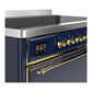ILVE Majestic III 48-Inch Induction Range with 6 Induction Elements, 5.02 cu. ft. Oven, Mightnight Blue with Brass Trim, Solid Door, UMIB48QNR3MBG
