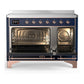 ILVE Majestic III 48-Inch Induction Range with 6 Induction Elements, 5.02 cu. ft. Oven, Mightnight Blue with Copper Trim, Solid Door, UMIB48QNR3MBP
