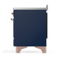 ILVE Majestic III 48-Inch Induction Range with 6 Induction Elements, 5.02 cu. ft. Oven, Mightnight Blue with Copper Trim, Solid Door, UMIB48QNR3MBP