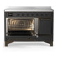 ILVE Majestic III 48-Inch Induction Range with 6 Induction Elements, 5.02 cu. ft. Oven, Matte Graphite with Burnished Trim, Solid Door, UMIB48QNR3MGB