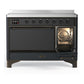 ILVE Majestic III 48-Inch Induction Range with 6 Induction Elements, 5.02 cu. ft. Oven, Matte Graphite with Burnished Trim, Solid Door, UMIB48QNR3MGB