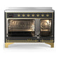 ILVE Majestic III 48-Inch Induction Range with 6 Induction Elements, 5.02 cu. ft. Oven, Matte Graphite with Brass Trim, Solid Door, UMIB48QNR3MGG