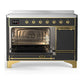 ILVE Majestic III 48-Inch Induction Range with 6 Induction Elements, 5.02 cu. ft. Oven, Matte Graphite with Brass Trim, Solid Door, UMIB48QNR3MGG