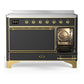 ILVE Majestic III 48-Inch Induction Range with 6 Induction Elements, 5.02 cu. ft. Oven, Matte Graphite with Brass Trim, Solid Door, UMIB48QNR3MGG