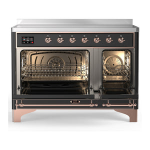 ILVE Majestic III 48-Inch Induction Range with 6 Induction Elements, 5.02 cu. ft. Oven, Matte Graphite with Copper Trim, Solid Door, UMIB48QNR3MGP