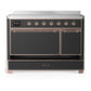 ILVE Majestic III 48-Inch Induction Range with 6 Induction Elements, 5.02 cu. ft. Oven, Matte Graphite with Copper Trim, Solid Door, UMIB48QNR3MGP