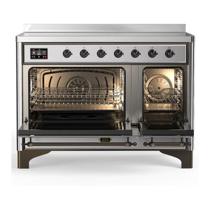 ILVE Majestic III 48-Inch Induction Range with 6 Induction Elements, 5.02 cu. ft. Oven, Stainless Steel with Burnished Trim, Solid Door, UMIB48QNR3SSB