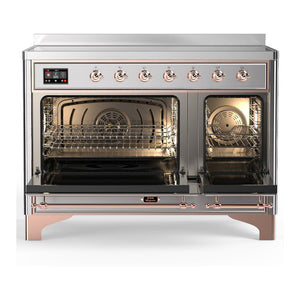 ILVE Majestic III 48-Inch Induction Range with 6 Induction Elements, 5.02 cu. ft. Oven, Stainless Steel with Copper Trim, Solid Door, UMIB48QNR3SSP