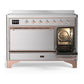 ILVE Majestic III 48-Inch Induction Range with 6 Induction Elements, 5.02 cu. ft. Oven, Stainless Steel with Copper Trim, Solid Door, UMIB48QNR3SSP