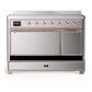 ILVE Majestic III 48-Inch Induction Range with 6 Induction Elements, 5.02 cu. ft. Oven, Stainless Steel with Copper Trim, Solid Door, UMIB48QNR3SSP