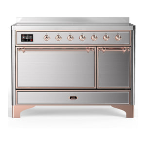 ILVE Majestic III 48-Inch Induction Range with 6 Induction Elements, 5.02 cu. ft. Oven, Stainless Steel with Copper Trim, Solid Door, UMIB48QNR3SSP