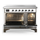 ILVE Majestic III 48-Inch Induction Range with 6 Induction Elements, 5.02 cu. ft. Oven, White with Burnished Trim, Solid Door, UMIB48QNR3WHB