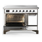 ILVE Majestic III 48-Inch Induction Range with 6 Induction Elements, 5.02 cu. ft. Oven, White with Burnished Trim, Solid Door, UMIB48QNR3WHB