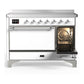 ILVE Majestic III 48-Inch Induction Range with 6 Induction Elements, 5.02 cu. ft. Oven, White with Chrome Trim, Solid Door, UMIB48QNR3WHC