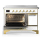 ILVE Majestic III 48-Inch Induction Range with 6 Induction Elements, 5.02 cu. ft. Oven, White with Brass Trim, Solid Door, UMIB48QNR3WHG