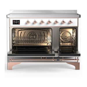 ILVE Majestic III 48-Inch Induction Range with 6 Induction Elements, 5.02 cu. ft. Oven, White with Copper Trim, Solid Door, UMIB48QNR3WHP
