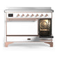 ILVE Majestic III 48-Inch Induction Range with 6 Induction Elements, 5.02 cu. ft. Oven, White with Copper Trim, Solid Door, UMIB48QNR3WHP