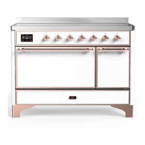 ILVE Majestic III 48-Inch Induction Range with 6 Induction Elements, 5.02 cu. ft. Oven, White with Copper Trim, Solid Door, UMIB48QNR3WHP