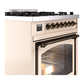 ILVE Nostalgie II 30-Inch Dual Fuel Range with 5 Sealed Burners, 4 cu. ft. Oven, Antique White with Burnished Trim, Natural Gas, Triple Glass Door, UN30NMPAWB