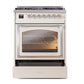 ILVE Nostalgie II 30-Inch Dual Fuel Range with 5 Sealed Burners, 4 cu. ft. Oven, Antique White with Chrome Trim, Liquid Propane, Triple Glass Door, UN30NMPAWCLP