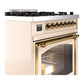 ILVE Nostalgie II 30-Inch Dual Fuel Range with 5 Sealed Burners, 4 cu. ft. Oven, Antique White with Brass Trim, Natural Gas, Triple Glass Door, UN30NMPAWG