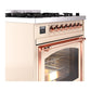 ILVE Nostalgie II 30-Inch Dual Fuel Range with 5 Sealed Burners, 4 cu. ft. Oven, Antique White with Copper Trim, Natural Gas, Triple Glass Door, UN30NMPAWP