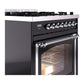 ILVE Nostalgie II 30-Inch Dual Fuel Range with 5 Sealed Burners, 4 cu. ft. Oven, Glossy Black with Chrome Trim, Natural Gas, Triple Glass Door, UN30NMPBKC