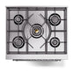 ILVE Nostalgie II 30-Inch Dual Fuel Range with 5 Sealed Burners, 4 cu. ft. Oven, Glossy Black with Chrome Trim, Natural Gas, Triple Glass Door, UN30NMPBKC