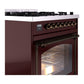 ILVE Nostalgie II 30-Inch Dual Fuel Range with 5 Sealed Burners, 4 cu. ft. Oven, Burgundy with Burnished Trim, Liquid Propane, Triple Glass Door, UN30NMPBUBLP