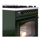 ILVE Nostalgie II 30-Inch Dual Fuel Range with 5 Sealed Burners, 4 cu. ft. Oven, Emerald Green with Burnished Trim, Natural Gas, Triple Glass Door, UN30NMPEGB