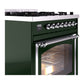 ILVE Nostalgie II 30-Inch Dual Fuel Range with 5 Sealed Burners, 4 cu. ft. Oven, Emerald Green with Chrome Trim, Liquid Propane, Triple Glass Door, UN30NMPEGCLP