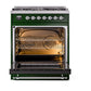 ILVE Nostalgie II 30-Inch Dual Fuel Range with 5 Sealed Burners, 4 cu. ft. Oven, Emerald Green with Chrome Trim, Natural Gas, Triple Glass Door, UN30NMPEGC